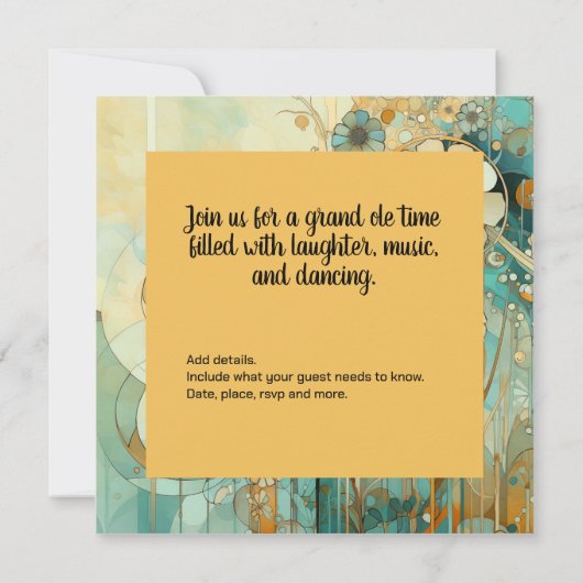 Peach und Beige Floral Abstrakt Einladung (Rückseite)