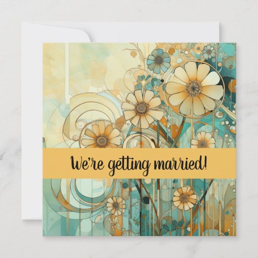 Peach und Beige Floral Abstrakt Einladung (Vorderseite)