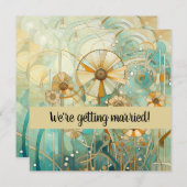 Peach und Beige Floral Abstrakt Einladung (Vorne/Hinten)