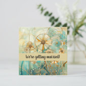 Peach und Beige Floral Abstrakt Einladung (Stehend Vorderseite)