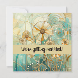 Peach und Beige Floral Abstrakt Einladung