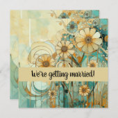 Peach und Beige Floral Abstrakt Einladung (Vorne/Hinten)