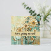 Peach und Beige Floral Abstrakt Einladung (Stehend Vorderseite)