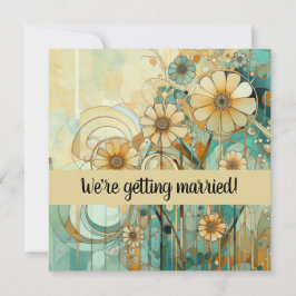 Peach und Beige Floral Abstrakt Einladung