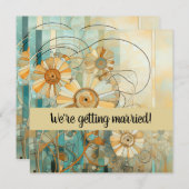 Peach und Beige Floral Abstrakt Einladung (Vorne/Hinten)