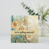 Peach und Beige Floral Abstrakt Einladung (Stehend Vorderseite)