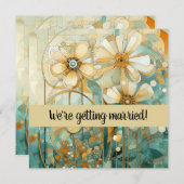 Peach und Beige Floral Abstrakt Einladung (Vorne/Hinten)