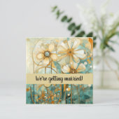 Peach und Beige Floral Abstrakt Einladung (Stehend Vorderseite)