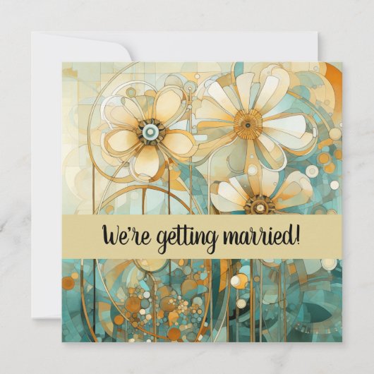 Peach und Beige Floral Abstrakt Einladung (Vorderseite)