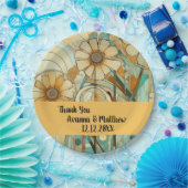 Peach und Beige Floral Abstrakt Pappteller (Party)