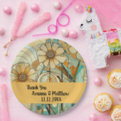 Peach und Beige Floral Abstrakt Pappteller (Party)