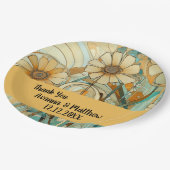 Peach und Beige Floral Abstrakt Pappteller (Schrägansicht)