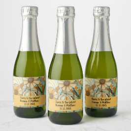 Peach und Beige Floral Abstrakt Schaumweinetikett