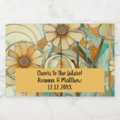 Peach und Beige Floral Abstrakt Schaumweinetikett (Einzelnes Label)