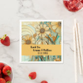 Peach und Beige Floral Abstrakt Serviette (Beispiel)