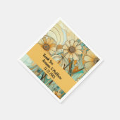 Peach und Beige Floral Abstrakt Serviette (Ecke)