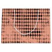 Peach und Black Distressed Harlequin Große Geschenktüte (Vorderseite)