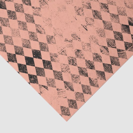 Peach und Black Distressed Harlequin Seidenpapier (Detail)