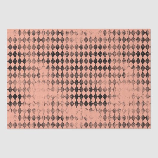 Peach und Black Distressed Harlequin Seidenpapier (Vorderseite)