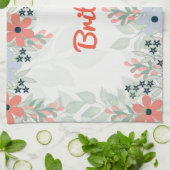 Peach und blue Blume Print Handtuch (Gefaltet)