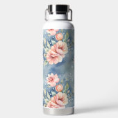 Peach und Blue Floral Trinkflasche (Rückseite)
