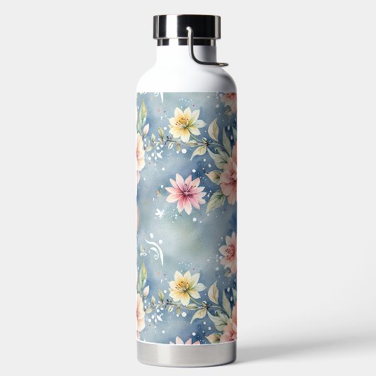 Peach und Blue Floral Trinkflasche (links)