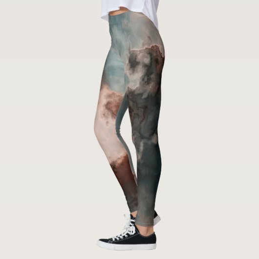 Peach und Blue Marble Abstrakt Leggings (Links)