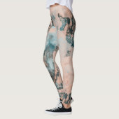 Peach und Blue Marble Abstrakt Leggings (Links)
