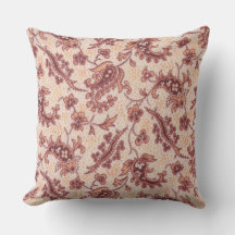 Peach und Burgundy Paisley Floral Throw Kissen