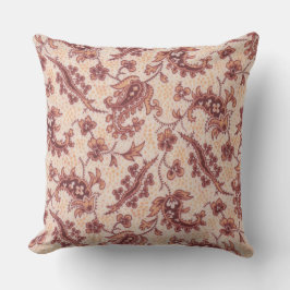 Peach und Burgundy Paisley Floral Throw Kissen