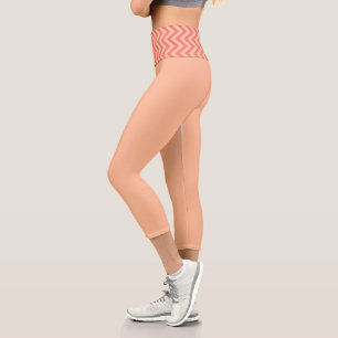 Peach und Cranberry Zickzack Capri Leggings