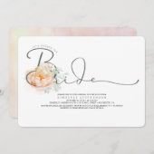 Peach und Cream Floral Script Brautparty Einladung (Vorne/Hinten)