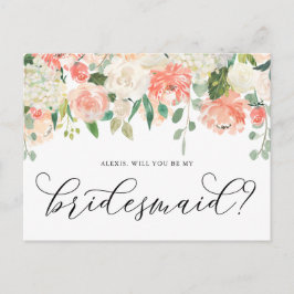 Peach und Elfenbein Blume werden Sie meine Bridesm Postkarte