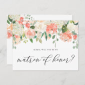 Peach und Elfenbeinerde Blume sind meine Ehrenmatr Postkarte (Vorne/Hinten)