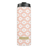 Peach und Gold Aztec Monogram Thermosbecher (Vorderseite)