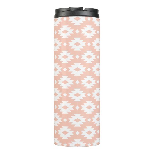 Peach und Gold Aztec Monogram Thermosbecher (Rückseite)