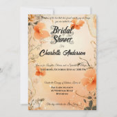 Peach und Gold Brautparty mit Spitzenakzenten Einladung (Vorderseite)