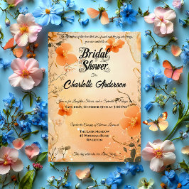 Peach und Gold Brautparty mit Spitzenakzenten Einladung