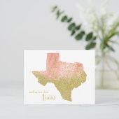 Peach und Gold Glitzer senden Liebe aus Texas Postkarte (Stehend Vorderseite)