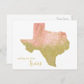 Peach und Gold Glitzer senden Liebe aus Texas Postkarte (Vorne/Hinten)