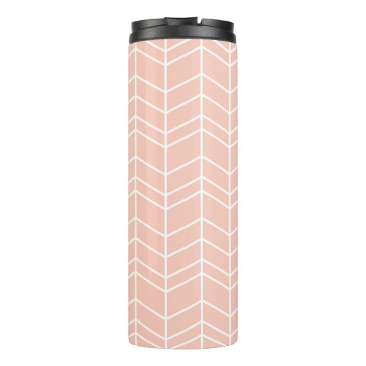 Peach und Gold Herringbone Thermosbecher (Rückseite)