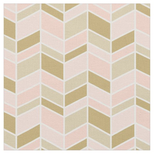 Peach und Gold Herringbone Zickzack Stoff (Nahaufnahme)