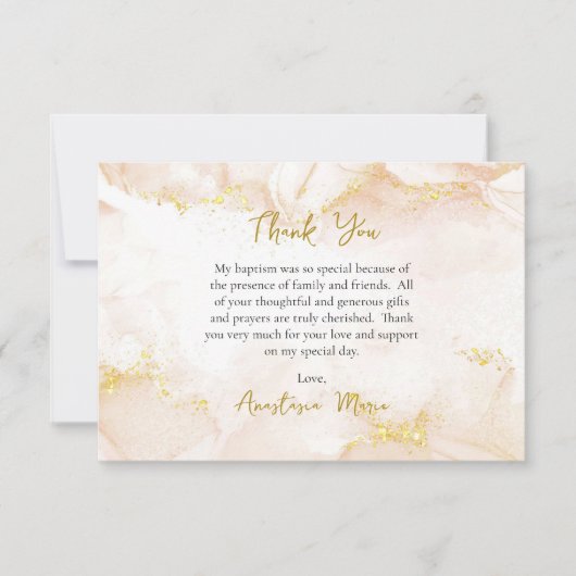Peach und Gold orthodoxe Christliche Taufe Dankeskarte (Vorderseite)
