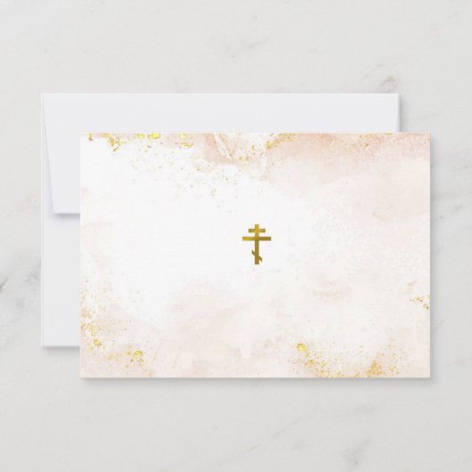 Peach und Gold orthodoxe Christliche Taufe Dankeskarte (Rückseite)