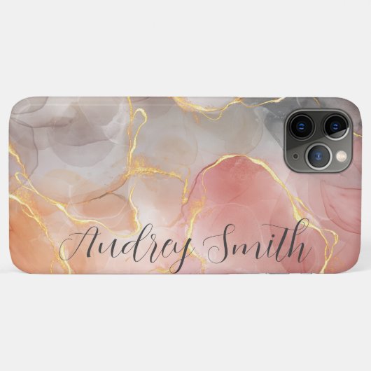 Peach und Goldmarmor Agate Case-Mate iPhone Hülle (Rückseite (Horizontal))