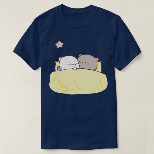 Peach und Goma Mochi Cat Sleeping T-Shirt (Design vorne)