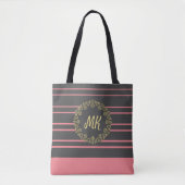 Peach und Grau Mit Monogramm Tasche (Vorderseite)