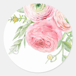 Peach und Green Floral Aufkleber