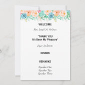 Peach und Green Floral Pensionsprogramm Einladung (Rückseite)