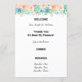 Peach und Green Floral Pensionsprogramm Einladung